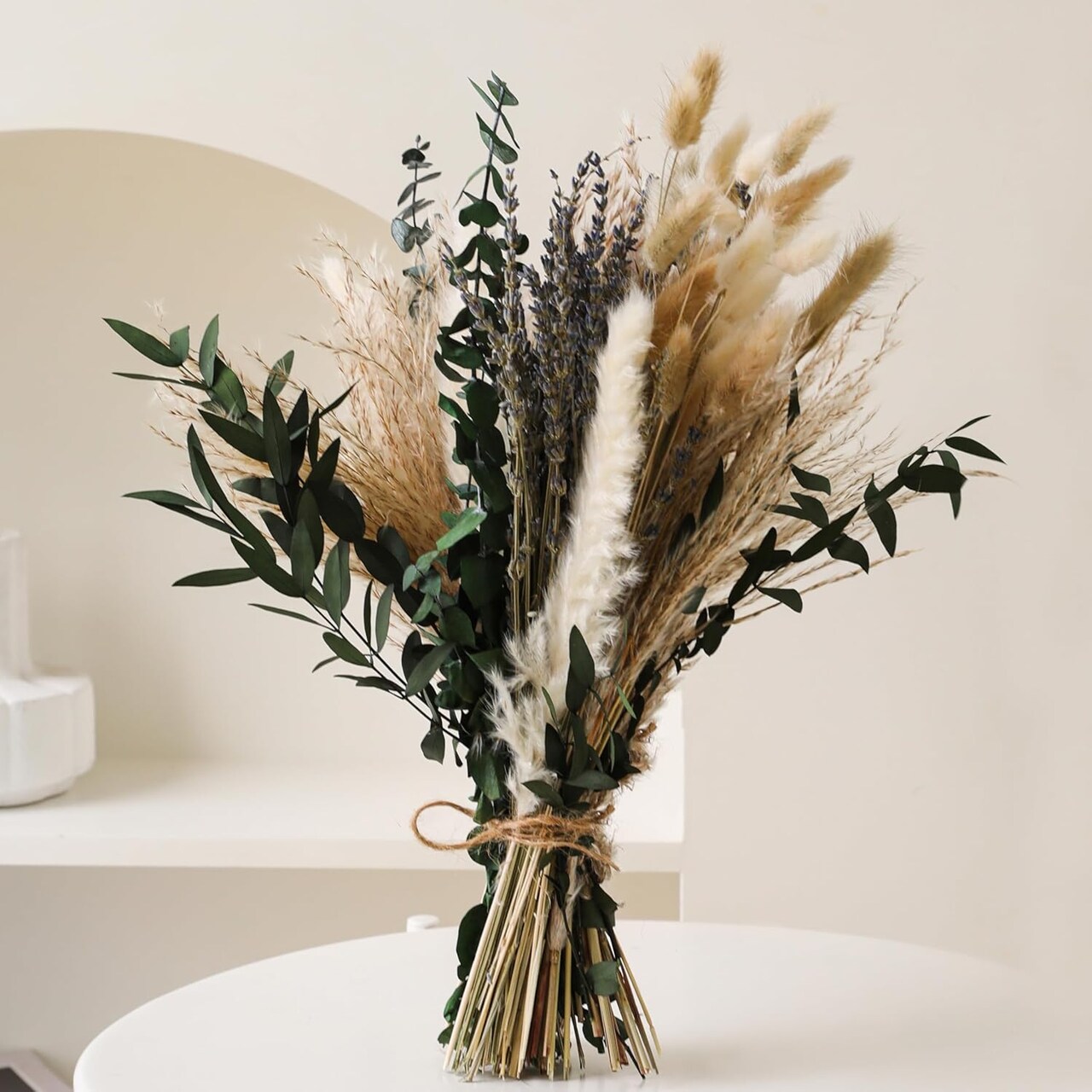 Dried Pampas Grass Decor, Natural Dried Flower Bouquet Rustic Boho Decor for Home Decor Indoor, Bedroom, Wedding, or Gift